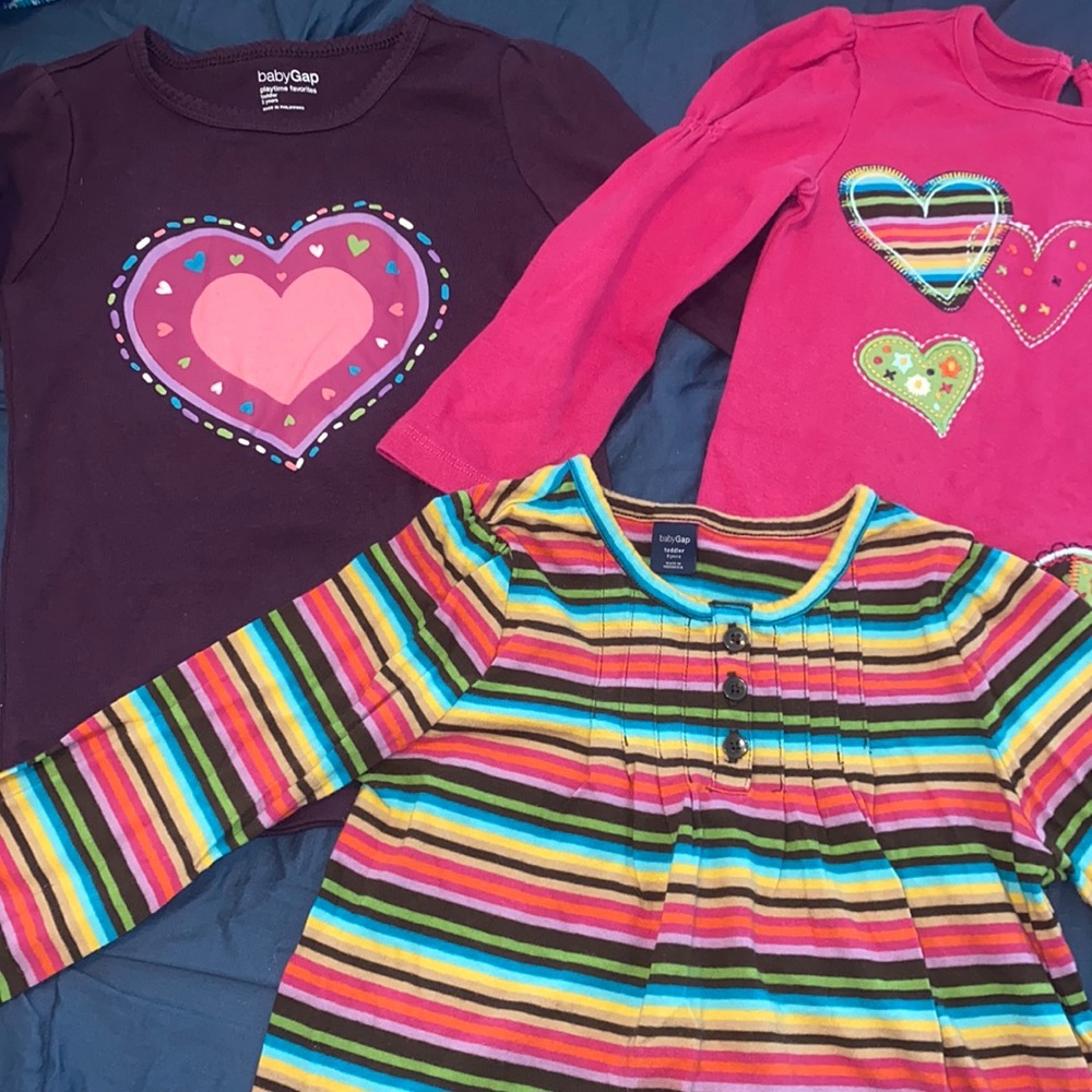 Little girls baby gap lot size 3 rainbow colored heart striped long sleeve pink